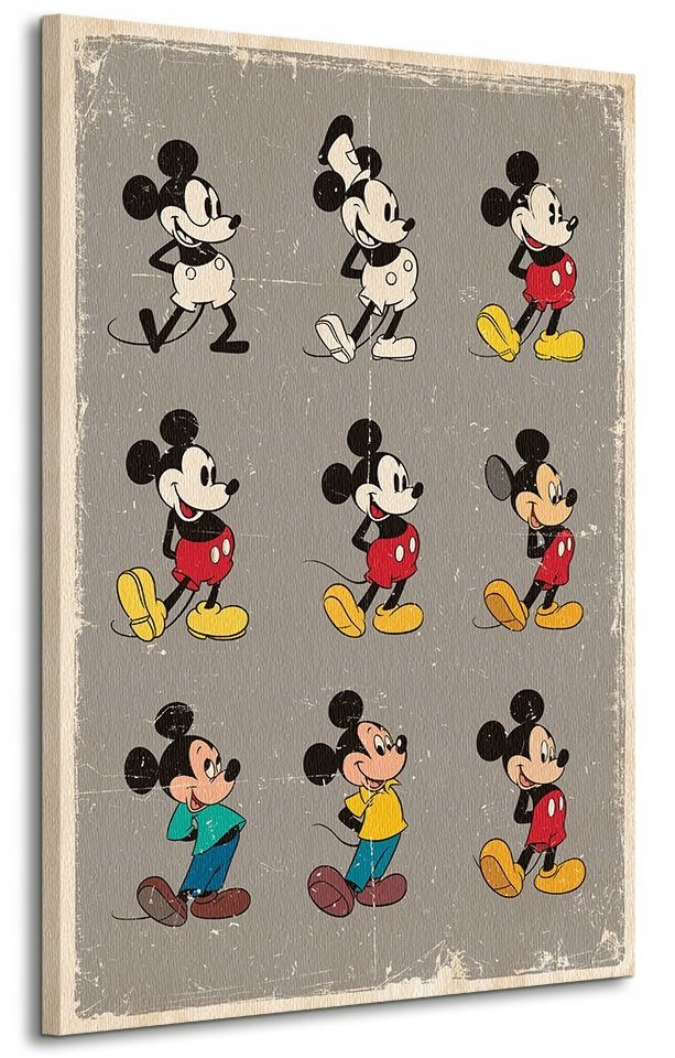 Disney Ewolucja Myszki Miki Obraz płótno 85x120 cm