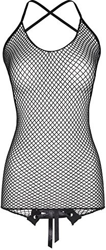 Sukienka o grubych oczkach, model 86350, rozmiar uniwersalny, czarna, 1 opakowanie