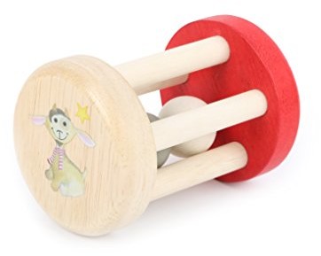 small foot baby Certyfikat TÜV Baby grzechotka z drewna z recyklingu z słodkim motywem kozły i pereł w kolorowych drukarkach wielofunkcyjnych, które dzięki wewnętrznej, drewnianych podpórek łatwy do przechowywania, i