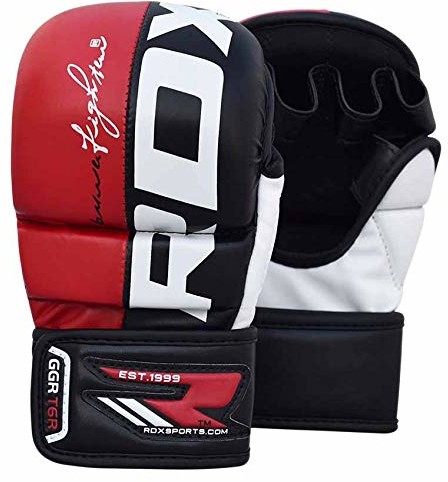 RDX Sparring Maya skórzana GGR-T6 MMA rękawiczki, czerwony, S GGR-T6