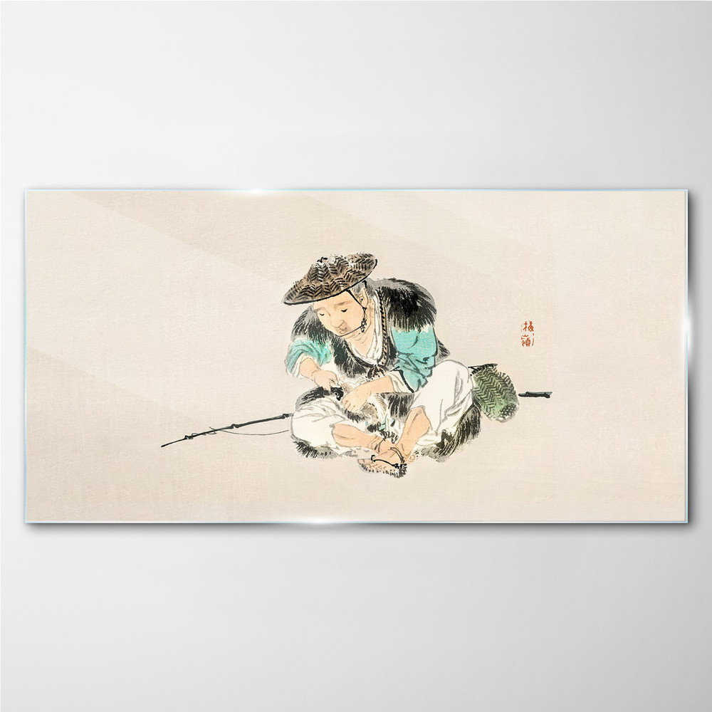 PL Coloray Obraz Szklany Nowoczesny Rybak 100x50cm