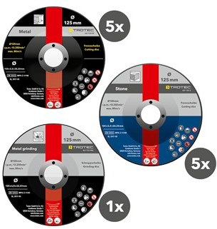 TROTEC Zestaw tarcz tnących i ściernych w korzystnym 11-paku