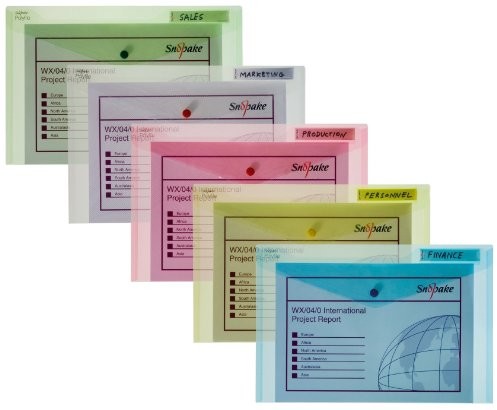 Snopake Polyfile klasyczne kieszeń na dokumenty z polipropylenu Folio-format 5 sztuk posortowane pod względem koloru 10087X