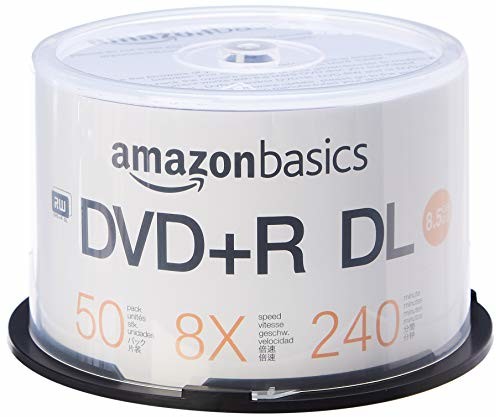 AmazonBasics płyta DVD+R-DL, 8,5 GB, 8 x, wrzeciono 50 sztuk