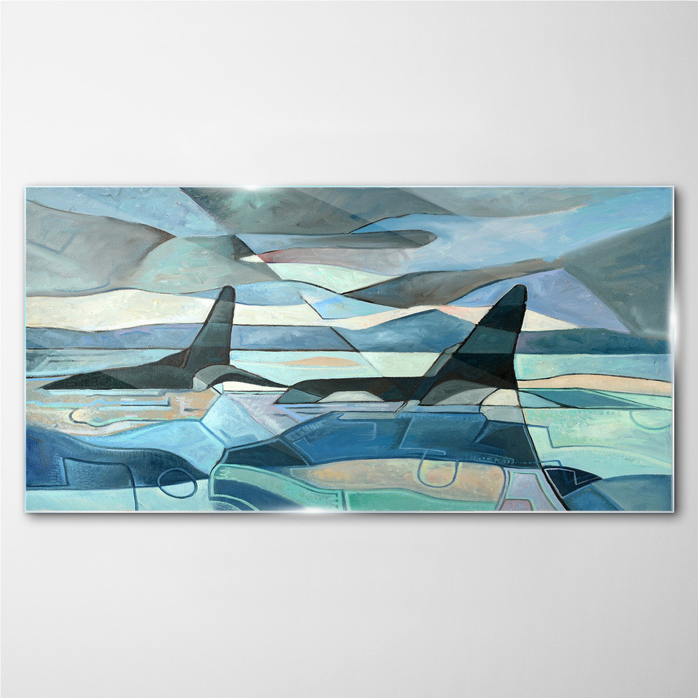 PL Coloray Obraz na Szkle Abstrakcja Zwierzę Wieloryb 140x70cm