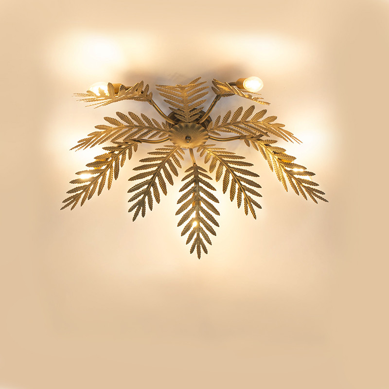 QAZQA Plafon vintage złoty 5-źródeł światła - Botanica