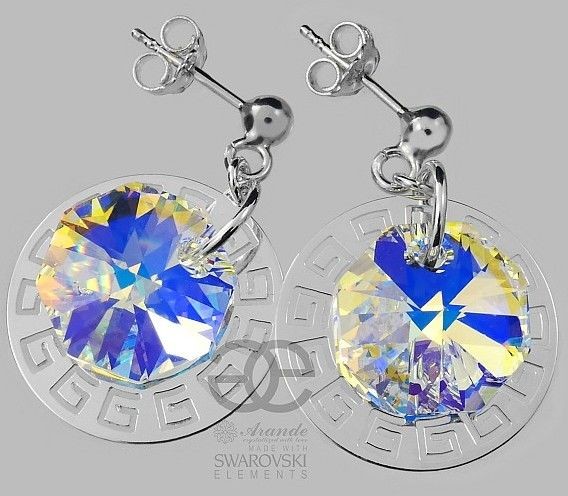 Swarovski ozdobne kolczyki AURORA SREBRO