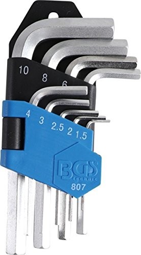 BGS , od 1,5 do 10 MM, 9-częściowy zestaw wewnętrznych, 6-kątny-klucz kątowy, 807 807