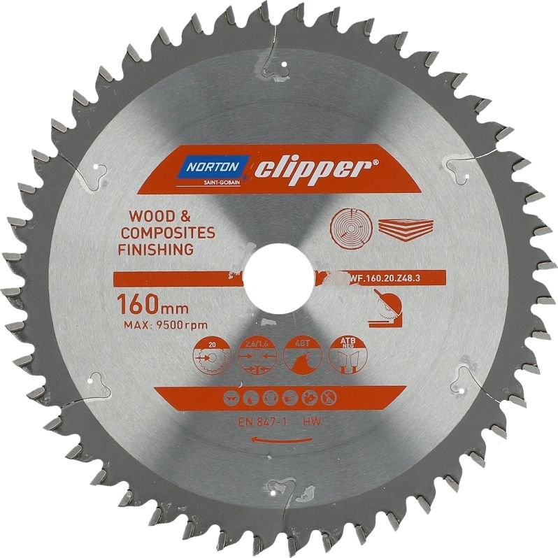 NORTON PIŁA TARCZOWA 160mm x 20mm x 48z DREWNO I KOMPOZYTY ATB Neg 2,6 1,6 N70184608088 70184608088