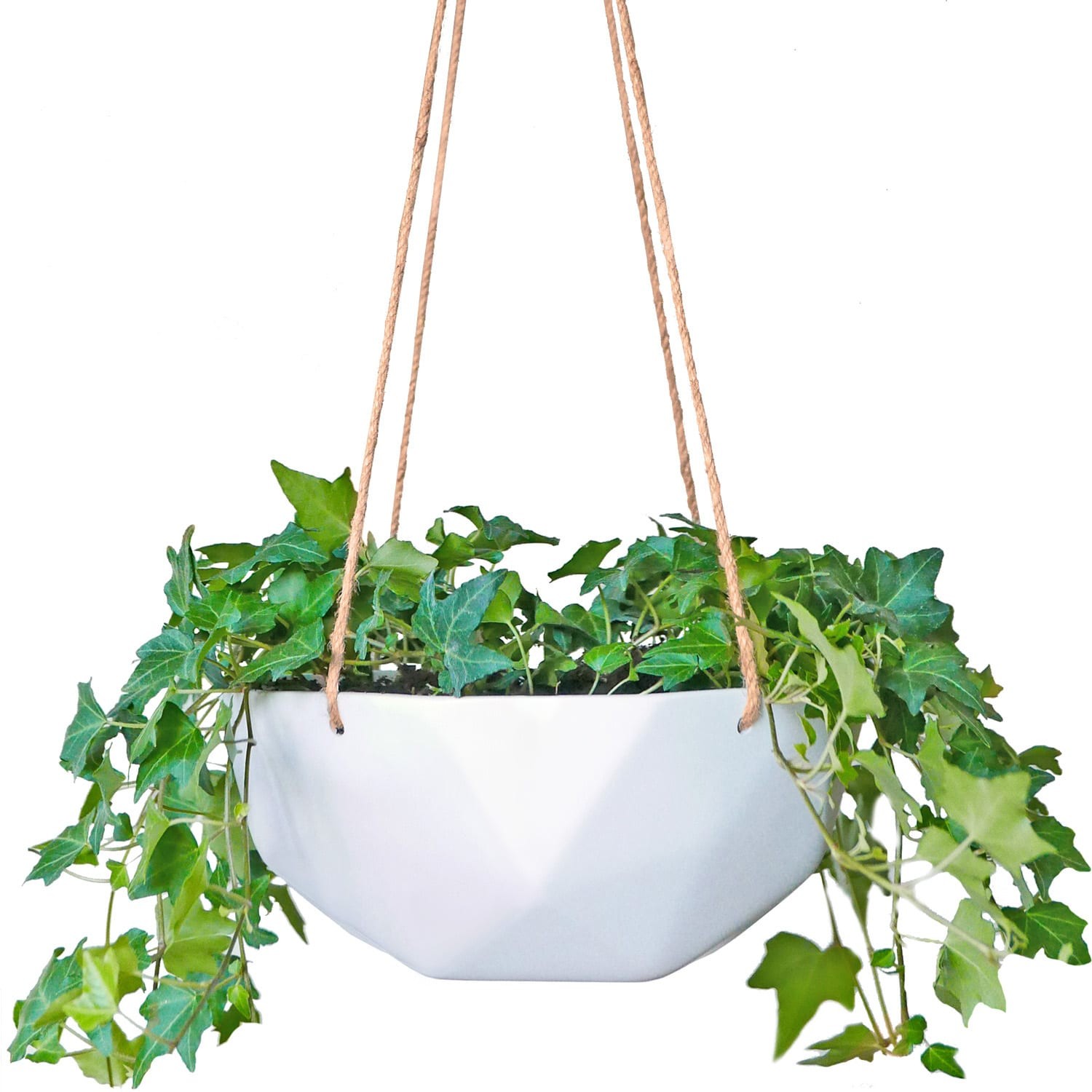 Blumfeldt Laren, wiszący kwietnik, 28 cm, polystone, naturalne linki PP-HANG-GEO-M-MW