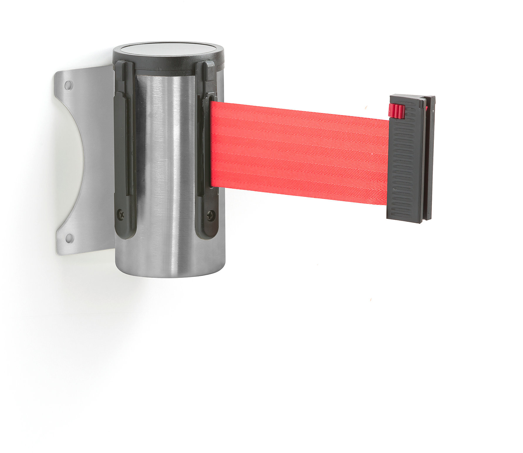 AJ Produkty Taśmowy system wygradzający, , 2300 mm, stal szczotkowana, czerwona taśma