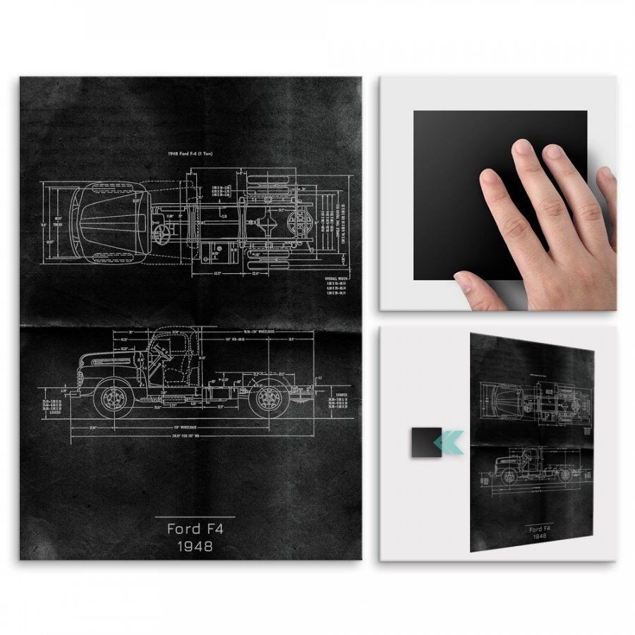 Pix4home Plakat metalowy Ford F4 Projekt Graphite M POS-M-02851