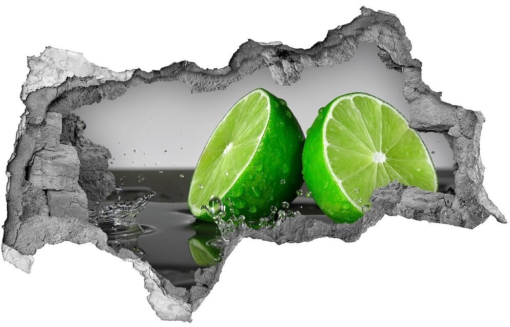 Wallmuralia.pl Naklejka 3D dziura na ścianę Limonka w wodzie