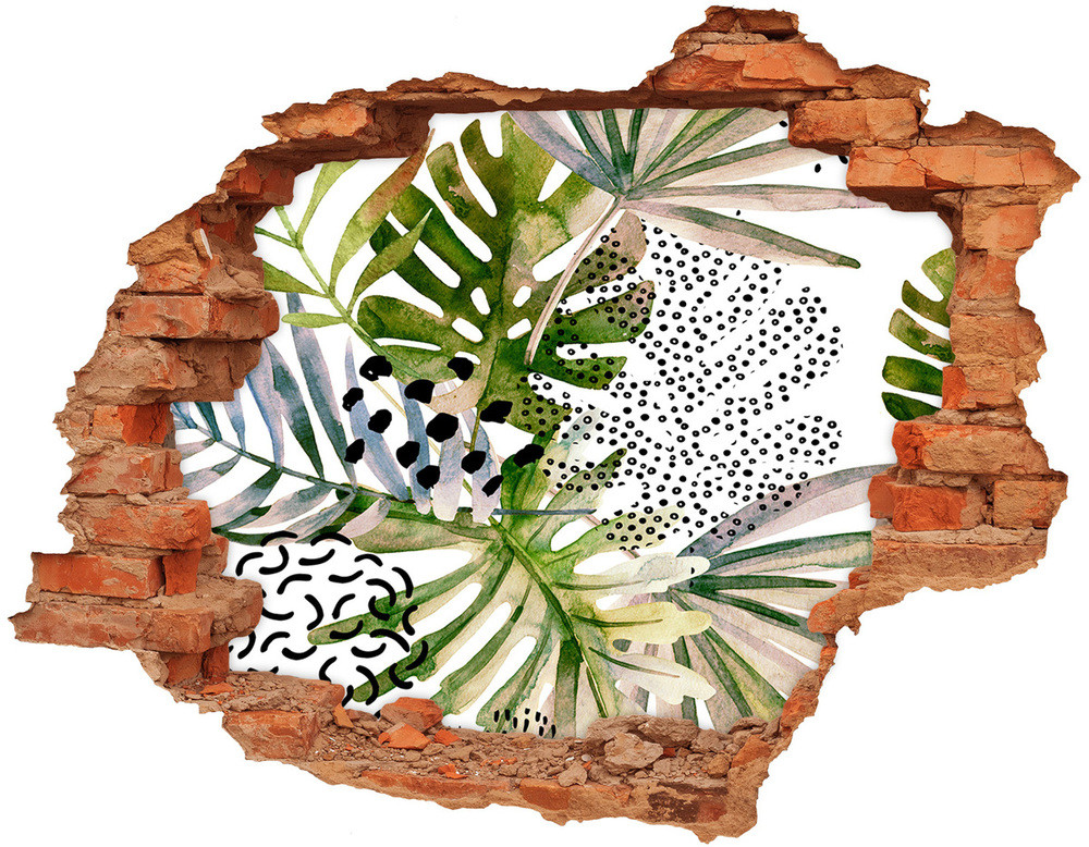 Wallmuralia.pl Naklejka 3D dziura na ścianę Tropikalne liście