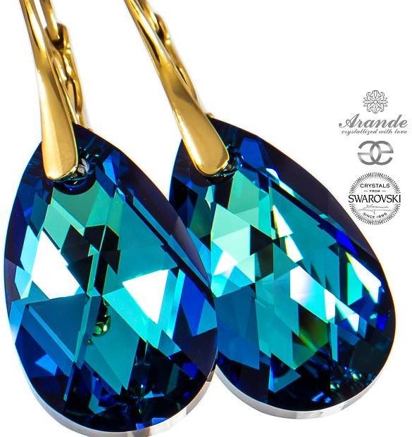 Swarovski KOLCZYKI BERMUDA BLUE ZŁOTE SREBRO