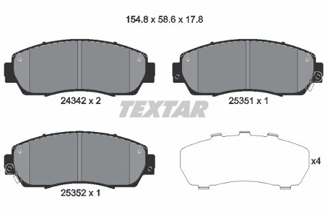 TEXTAR Zestaw klocków hamulcowych, hamulce tarczowe 2434201