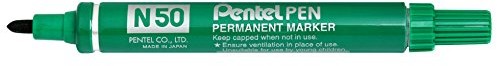 Pentel N50 marker permanentny końcówka okrągła 1,5  2 MM szerokość linii 12 sztuk Zielony N50-D