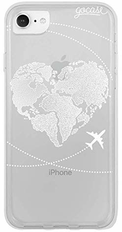 Gocase Gocase World Map Heart White etui | kompatybilne z iPhone 8 | przezroczyste z nadrukiem | silikonowe przezroczyste etui ochronne TPU odporne na zarysowania | mapa świata w kształcie serca CMMBWNC-IP-S-16