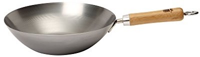 School of Wok patelnia chińska/gotowania, z płaskim dnem, ze stali węglowej, średnica 26,7 cm, w kolorze srebrnym 12322002