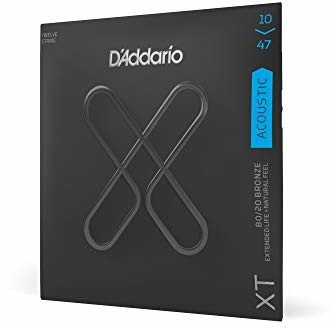 DAddario XTABR1047-12, XT struny do gitary akustycznej 80/20 brąz, 12-strunowe światło, 10-47 XTABR1047-12