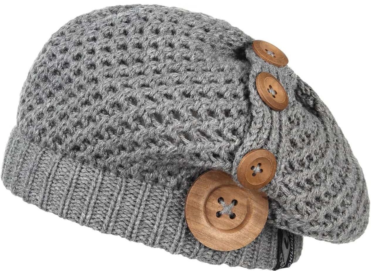 Chillouts Beret z Dzianiny Nelly by szary, One Size
