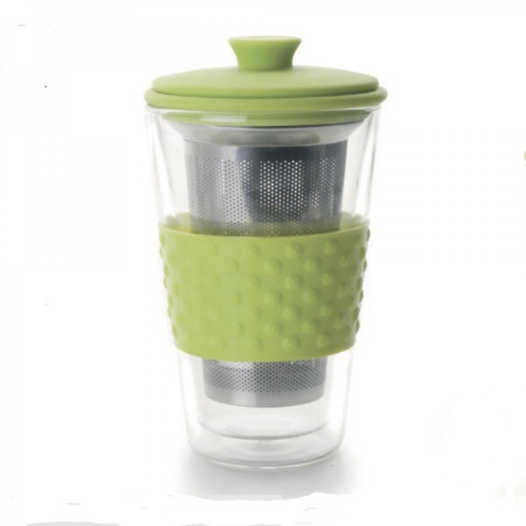 Ibili Szklanka 250 ml z sitkiem do zaparzania IBILI 622405, z pokrywką, zielona 622405