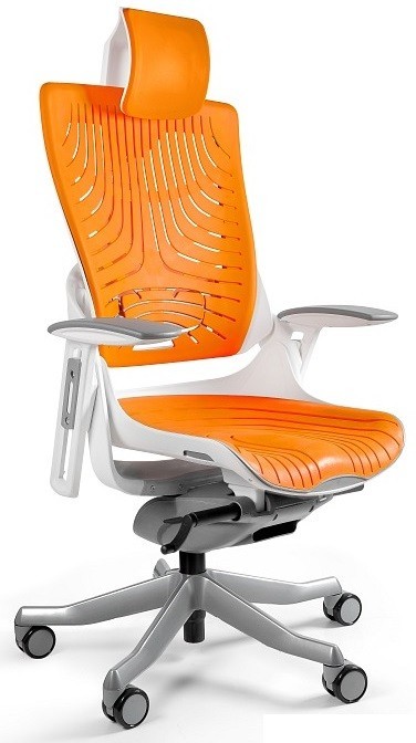 Unique Meble Fotel biurowy WAU 2 biały/elastomer tpe-12 mango
