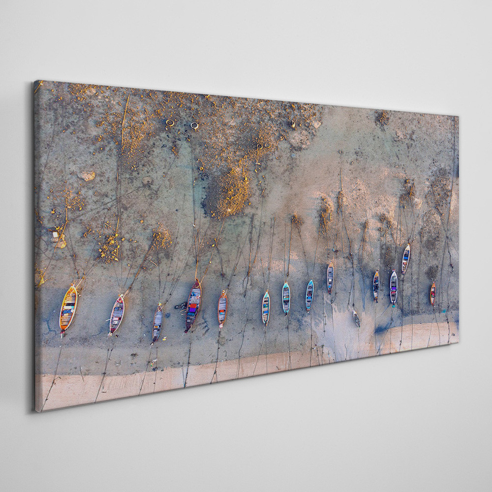 PL Coloray Obraz Canvas łodzie wybrzeże plaża 100x50cm
