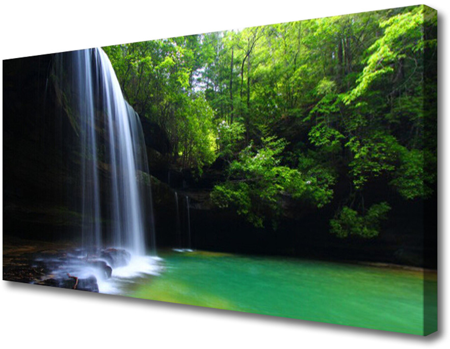 PL Tulup Obraz Canvas Wodospad Natura Las Jezioro 100x50cm