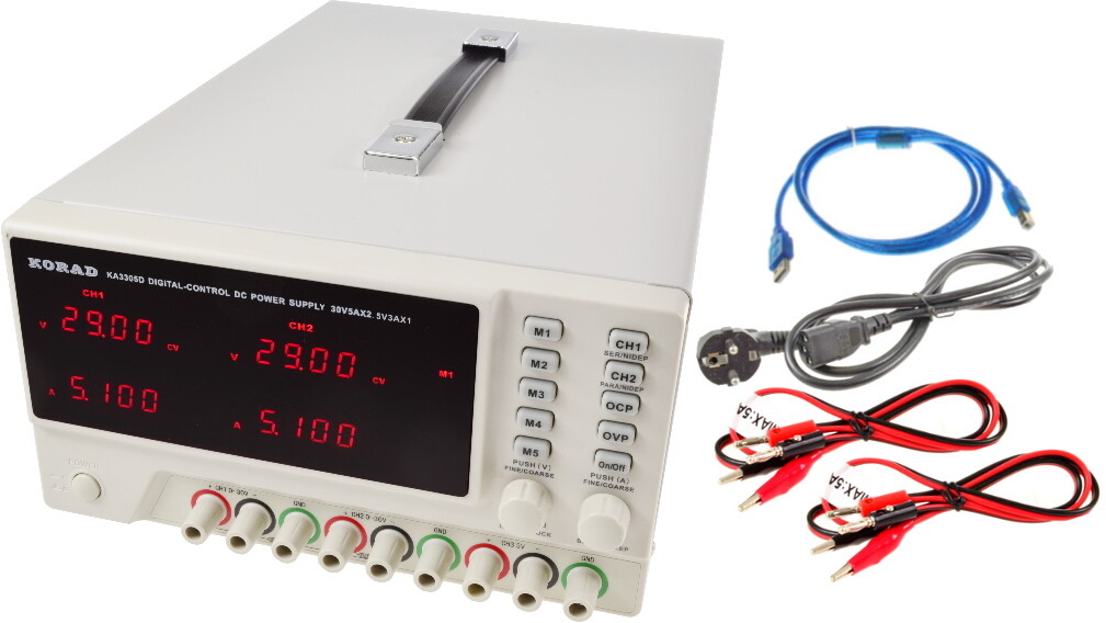 Korad potrójny KA3305P 2x30V5A+5V3A łącze Pc +soft
