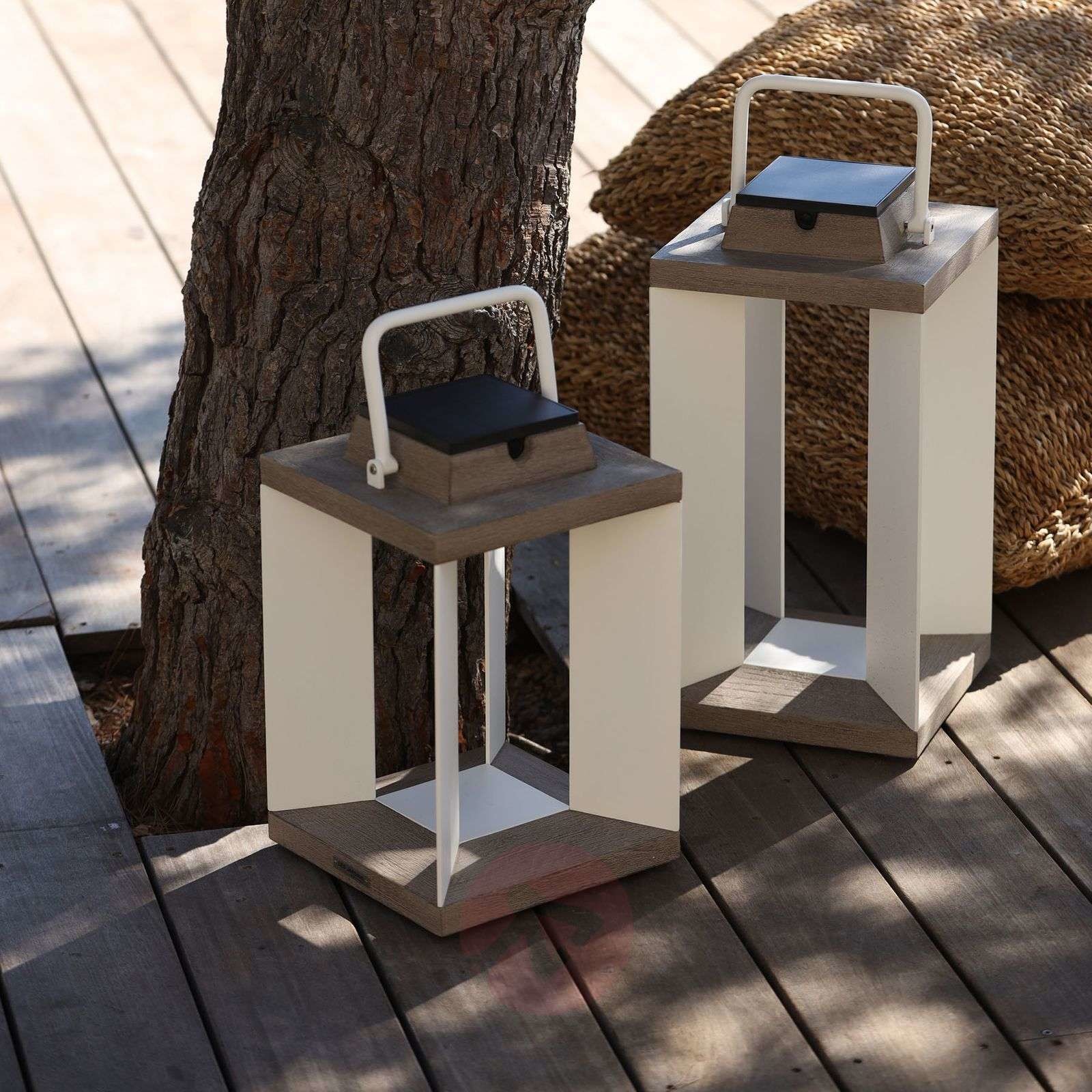 LES JARDINS Latarnia solarna LED Teckinox, teak/stal, 36,5 cm