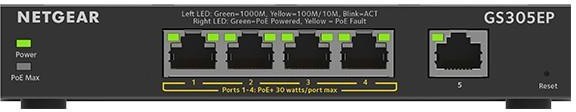Netgear Przełącznik GS305EP 5x1GE (4xPoE+) GS305EP-100PES