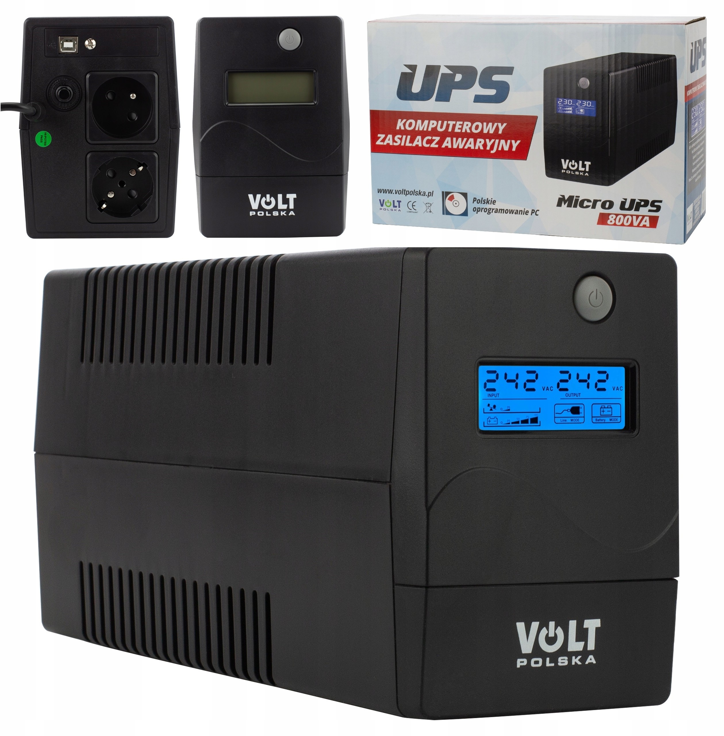 Zasilacz Awaryjny Ups 1000VA 600W 9AH LCD Program
