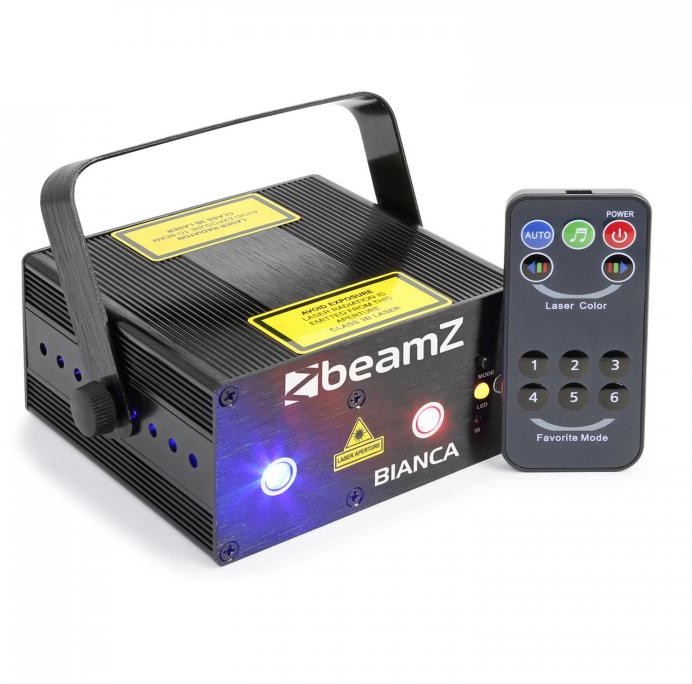 Beamz Bianca Laser dwupromieniowy 330 W RGB 12 efektów Gobos 7-DMX Master/Slave 152.660