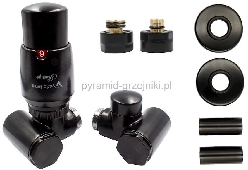 Varioterm Zawór termostatyczny INTEGRA All in One - czarny mat pex 16 mm lewy AIGS0224CFK/L(Pex)