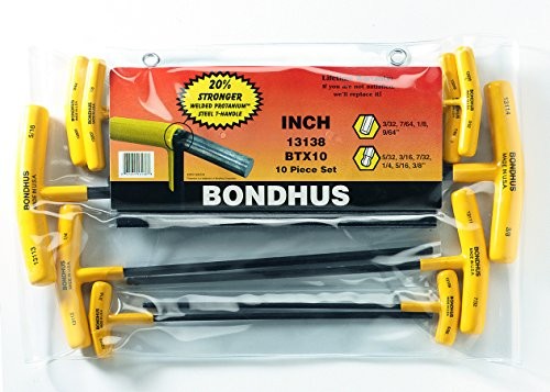 Bondhus bondhus komplet z uchwytem T sześciokątnych z głowicą kulową btx10, Inch, 10-częściowy, 13138 13138