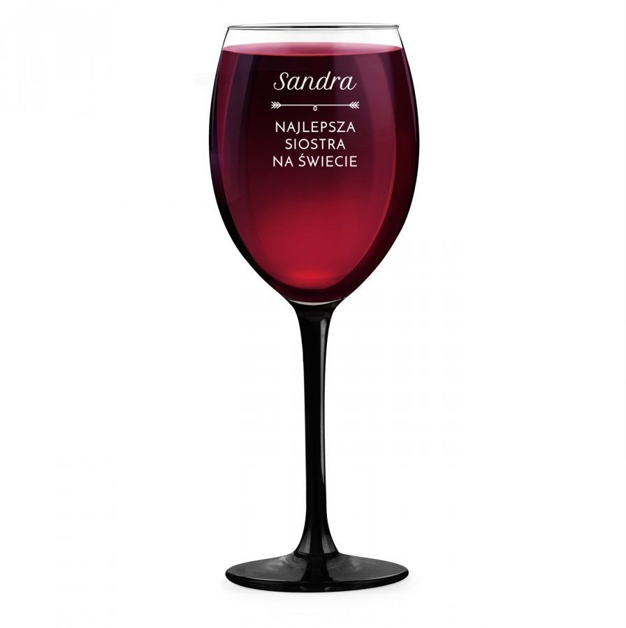 Murrano Kieliszek grawerowany do wina z czarną nóżką onyx dla siostry świ SKI-ONYX-024