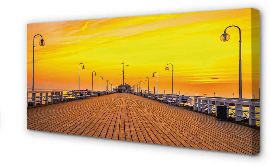 PL Tulup Obrazy na płótnie Gdańsk Molo zachód słońca morze 140x70cm