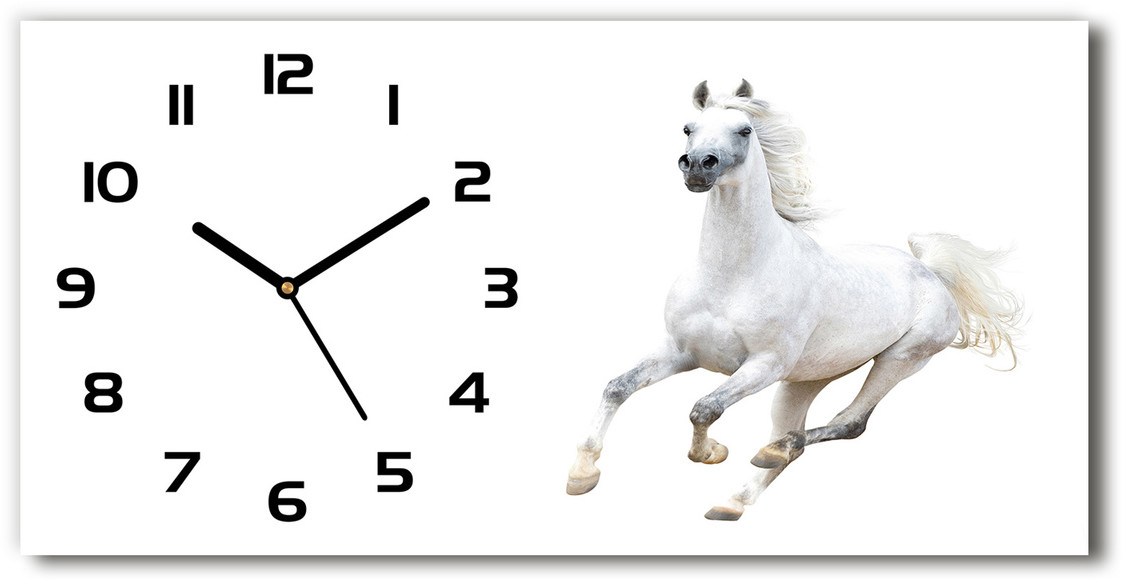 Zegar ścienny szklany Biały arabski koń