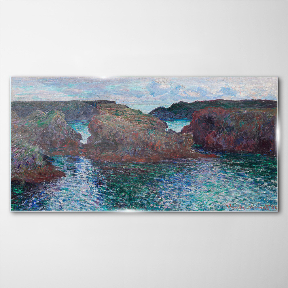 PL Coloray Obraz na Szkle Skał Ocean Monet 120x60cm