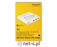 Delock USB charger 1x USB Type-C PD 85 W + 3 x USBTyp-A Qualcomm Quick Charge 3.0 White