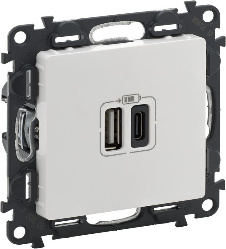 Legrand Ładowarka 2xUSB A+C 3A Valena Life 753106 biała