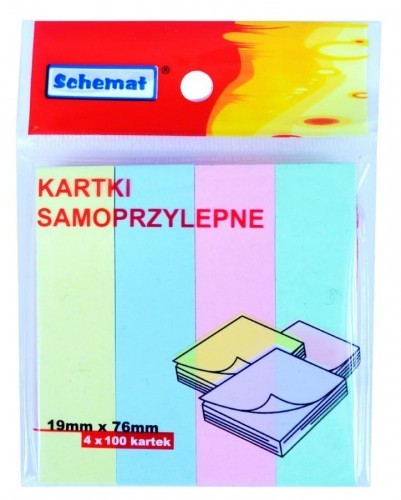 SCHEMAT Karteczki samoprzylepne do oznaczania stron 19mm x 76mm 4 x 100 kartek mix kolorów SCHEMAT 7829