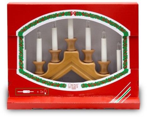 Konstsmide 2547  130 bejcowana na drewniany świecznik dąb/do użytku wewnątrz pomieszczeń (IP20)/230 V wewnętrzny/7 przejrzysta/białe żarówki przewód 2547-130EE