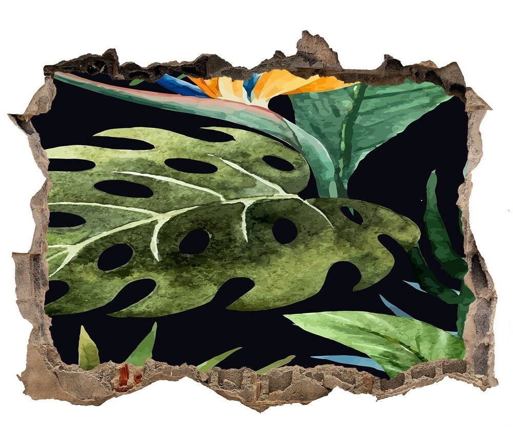 Wallmuralia.pl Naklejka 3D dziura na ścianę Tropikalne kwiaty