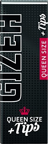 Gizeh Black Queen Size 1/14 26 zeszyt Chen, każdy z listki + 50 Tips papieru toaletowego, papierosa, czarna, 12 x 6 x 4 cm 17266