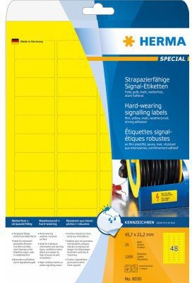 Herma Signal-Etiketten A4 45,7x21,2 mm gelb Folie 1200 St. - 8030