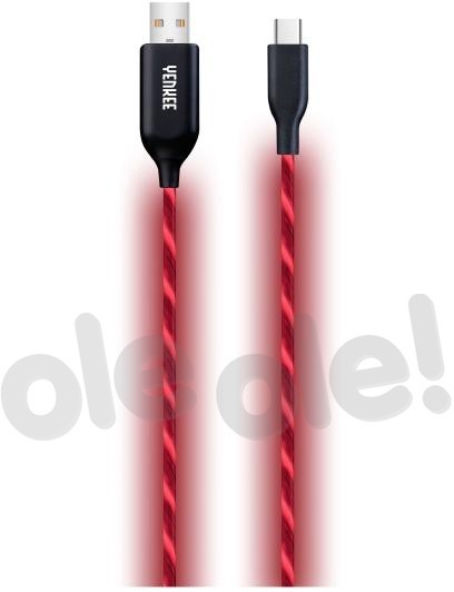 YENKEE kabel USB typ-C LED 1m czerwony 35053492