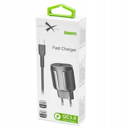 eXtreme Ładowarka 18W QC3.0 + kabel Usb C