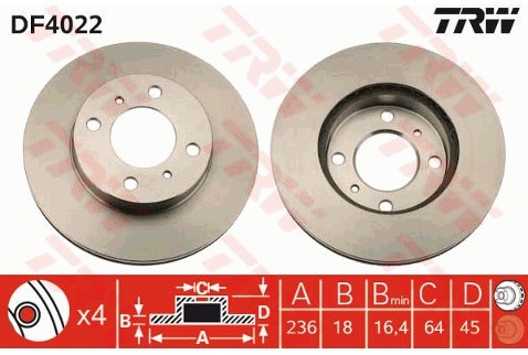 TRW Tarcza hamulcowa DF4022